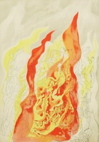 Appraisal: Framed lithograph on paper Fire signed lower right Rattner Abraham