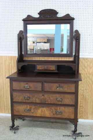 Appraisal: Antique Mahogany Burl Walnut Dresser MirrorThis is for a very