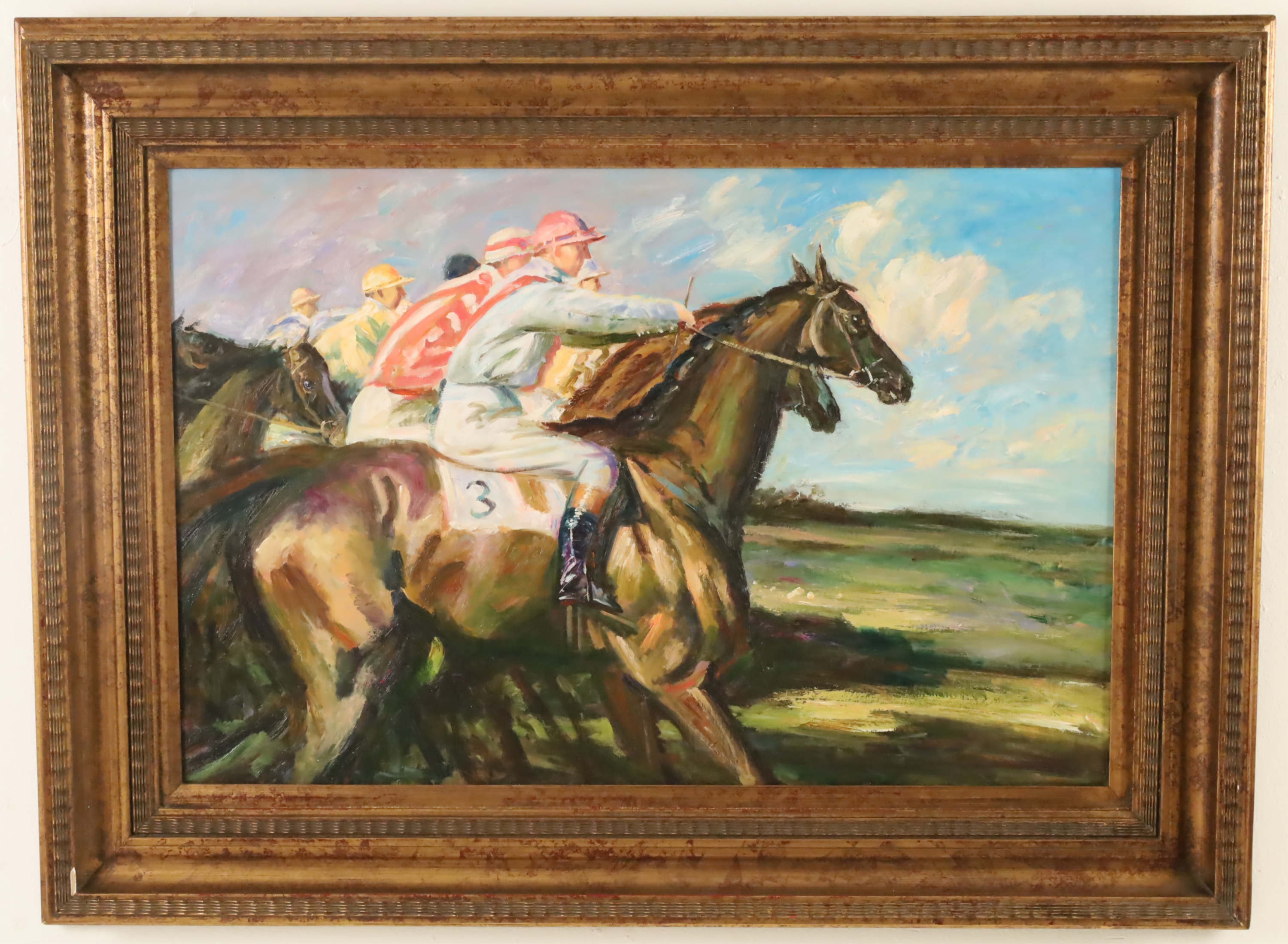 Appraisal: UNDER STARTER'S ORDERS AFTER SIR ALFRED MUNNINGS Framed oil on