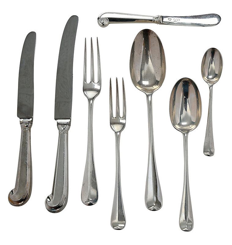 Appraisal: Set English Silver Flatware Pieces London th century including twelve