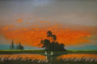 Appraisal: Florida Highwaymen Painting Egrets in Landscape Florida Highwaymen Painting Egrets