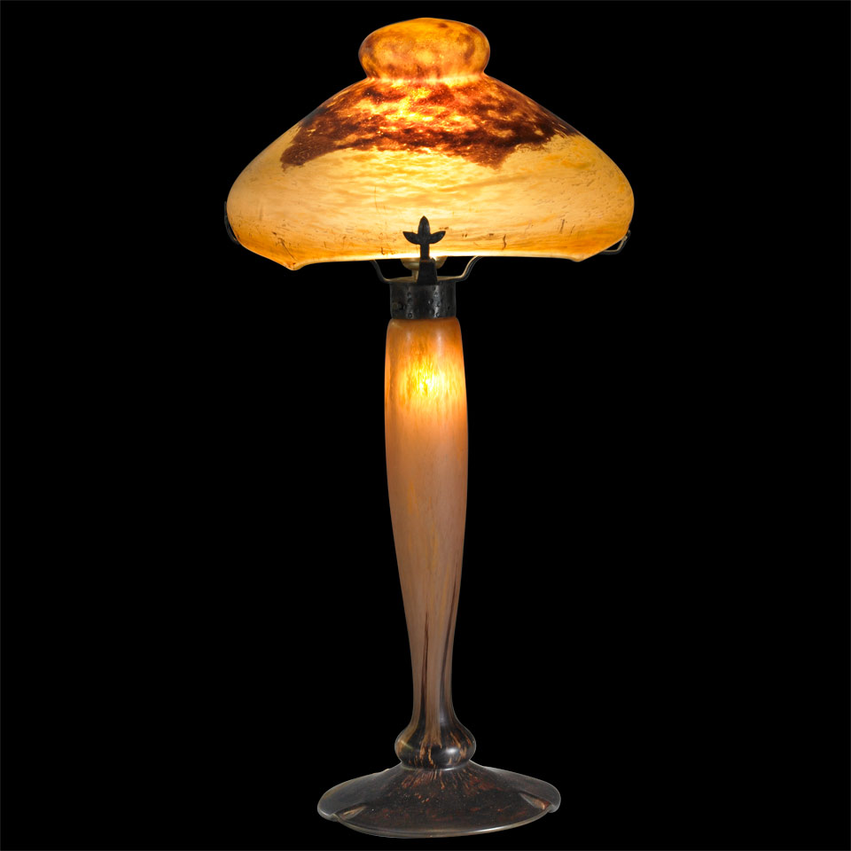 Appraisal: Daum Mottled Glass Table Lamp c resist marks DAUM NANCY