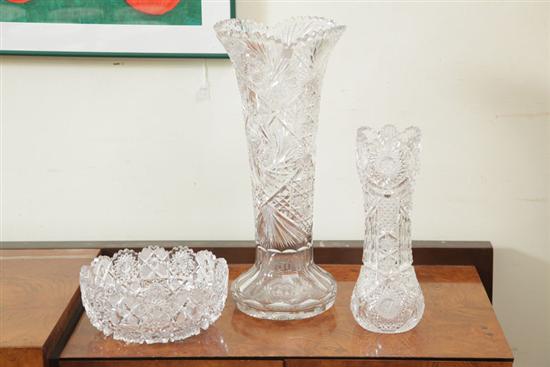 Appraisal: THREE PIECES OF CUT GLASS Very fine examples of cut