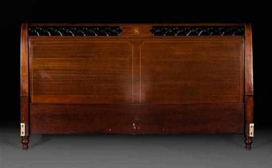 Appraisal: Potthast Bros Classical style Inlaid mahogany king-size headboard Baltimore MD