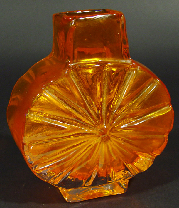 Appraisal: Whitefriars orange glass sunburst vase cm high