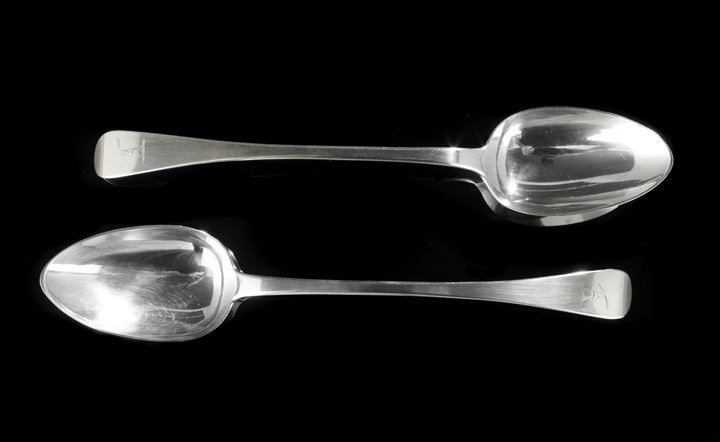 Appraisal: Pair of George IV Sterling Silver Stuffing Spoons hallmarked London