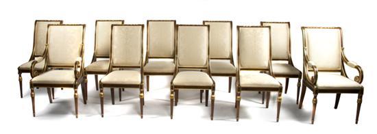 Appraisal: Set of Ten Regency Style Dining Chairs Karges comprised of