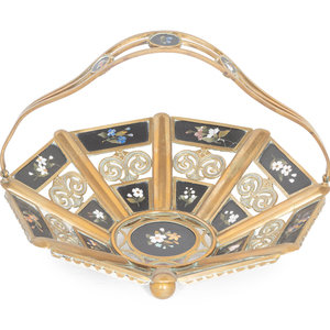 Appraisal: An Italian Gilt Metal and Pietra Dura Basket E Bosi