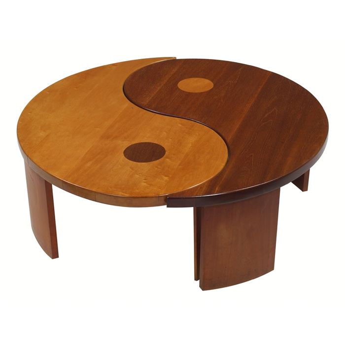 Appraisal: s Yin Yang coffee table maker unknown two pieces in