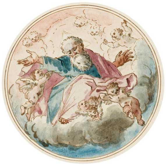 Appraisal: AUSTRIAN TH CENTURY God the Father on a cloud framed