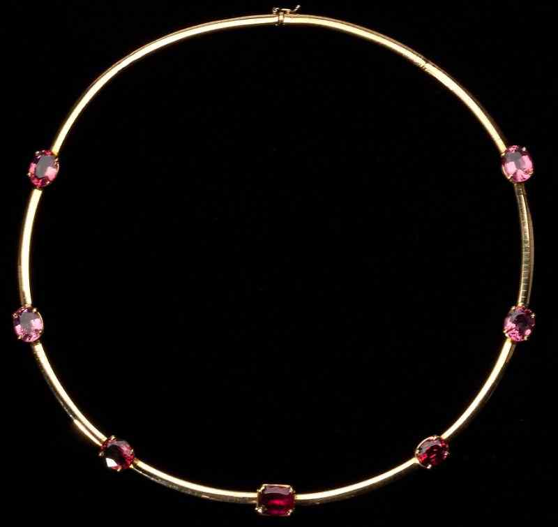 Appraisal: Gold and Tourmaline Omega Necklace Italiandesigned as an Omega necklace