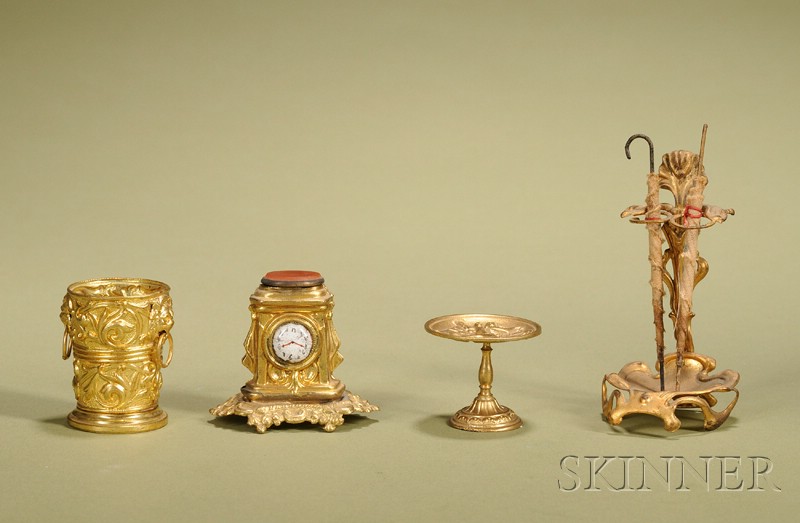 Appraisal: Four Miniature Ormolu Accessories Erhard Sohne Germany c an Art