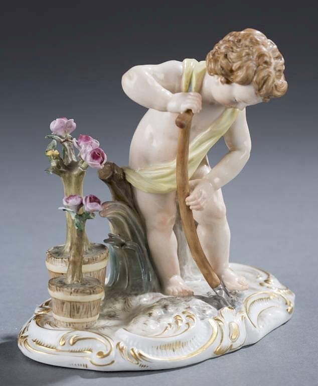 Appraisal: Meissen figurine of a boy A Meissen figurine of boy