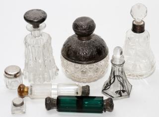 Appraisal: GLASS AND COLORED GLASS PERFUME BOTTLES PIECES GLASS AND COLORED