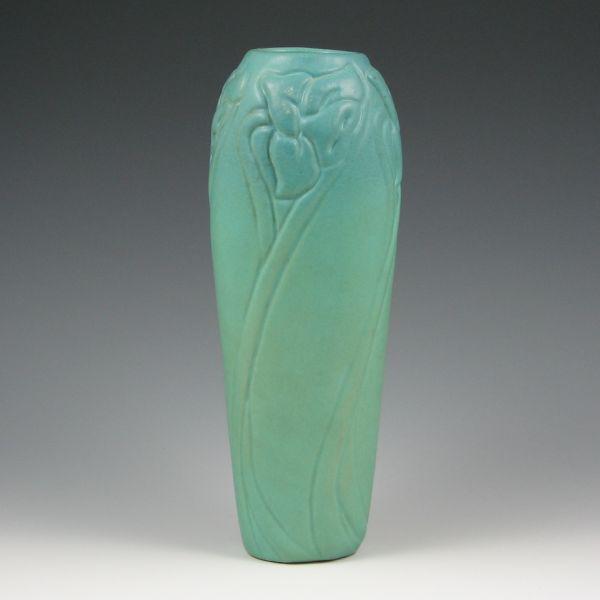 Appraisal: Van Briggle floral vase in Ming Turquoise with daffodil decoration