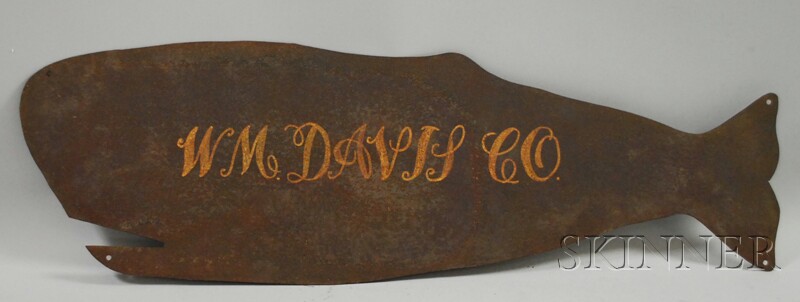 Appraisal: Painted Cut Sheet Iron Whale-shaped Sign Wm Davis Co one