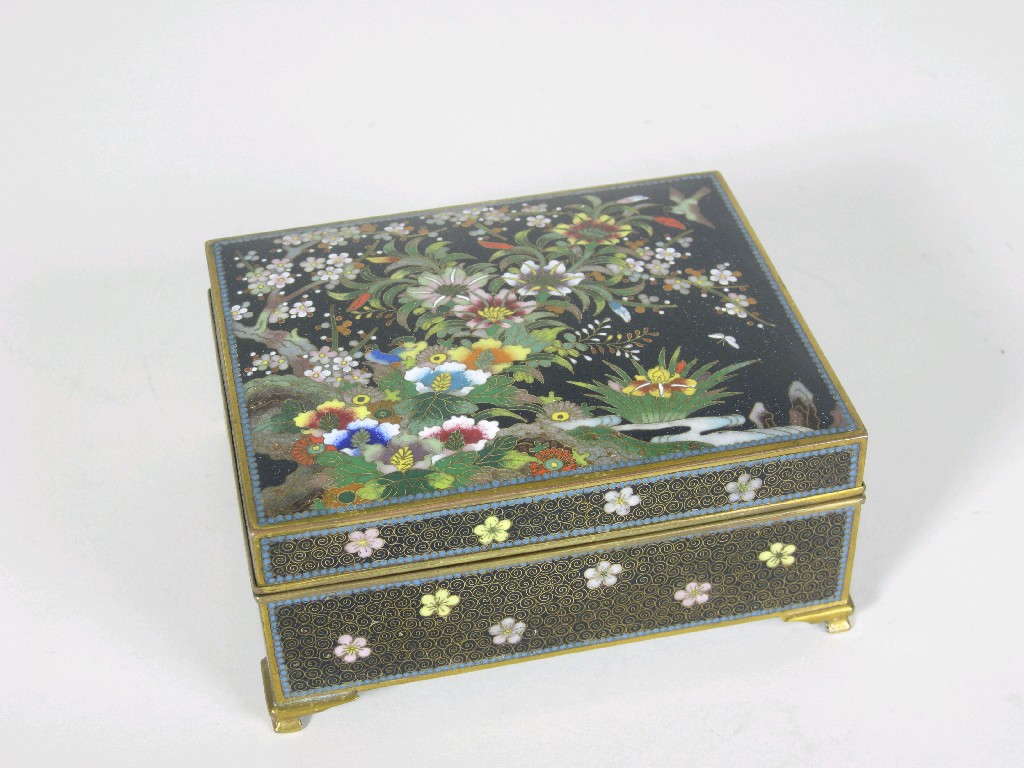 Appraisal: A Japanese cloissone lidded Box with exotic bird floral and