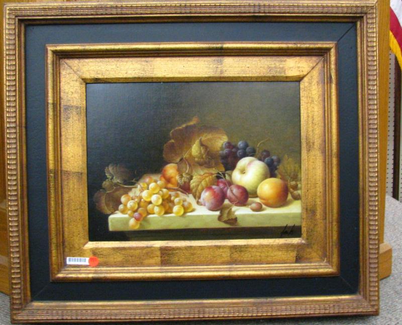 Appraisal: x Decorator oil on canvas framed fruit still life