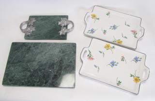 Appraisal: Description Group of Porcelain and Marble Trays pair of Sintra