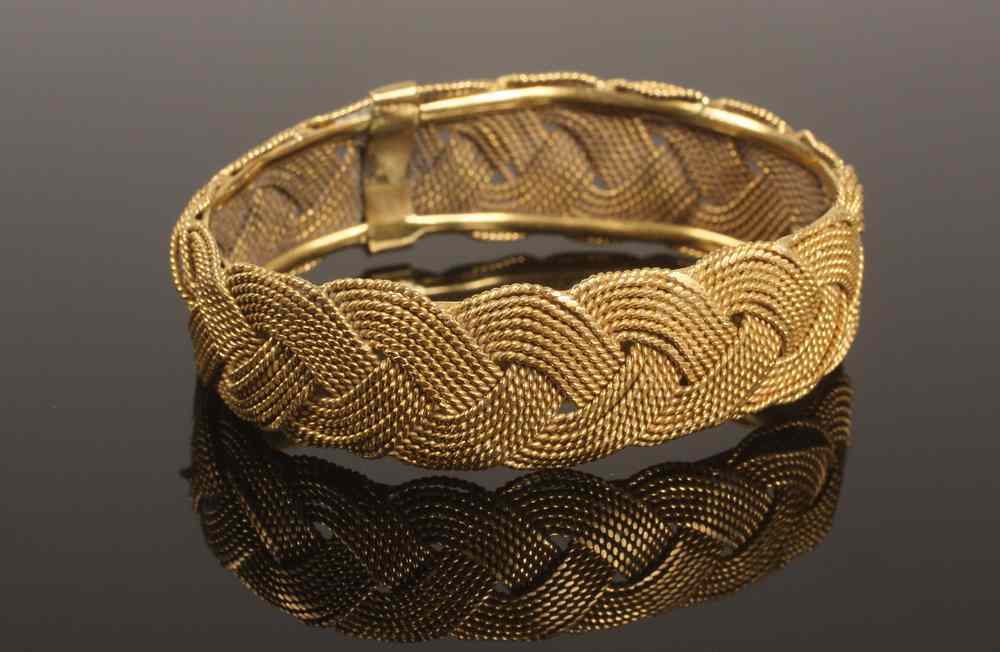 Appraisal: BRACELET - One K yellow gold Handwoven Bracelet dwt worn