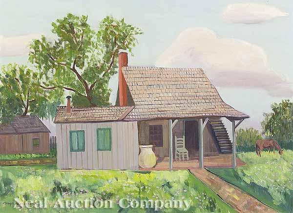 Appraisal: Hope Herberger American New Orleans th c two paintings Cabin