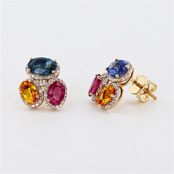 Appraisal: Lady's ctw multicolor sapphire and ctw diamond K yellow gold