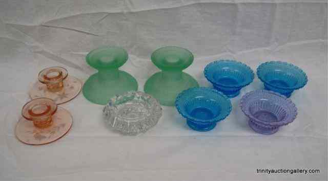 Appraisal: Group Lot of Glass Candle HoldersThis is for a group