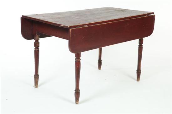 Appraisal: SHERATON DROP-LEAF TABLE American th century pine Turned legs two-board