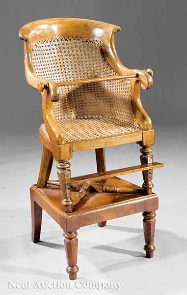 Appraisal: A William IV Carved Mahogany Child's Chair on Stand mid-