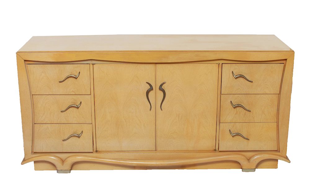 Appraisal: Modern Blonde Wood Dresser Commode Modern blonde wood dresser commode