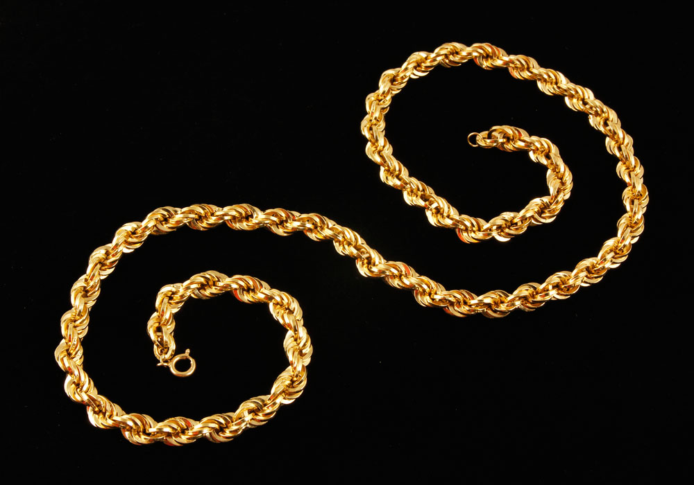 Appraisal: - K Gold Rope Necklace K yellow gold rope necklace