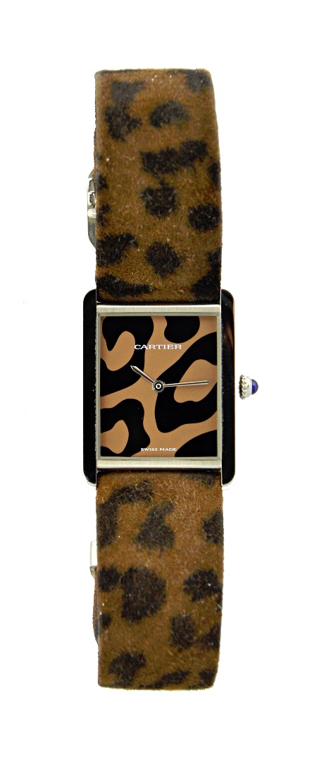 Appraisal: A lady's Cartier 'Solo Leopard Boutique' rectangular steel cased wristwatch