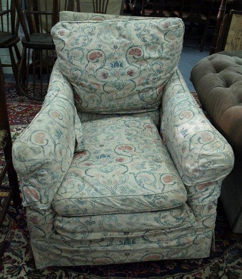 Appraisal: An upholstered armchair on square taper legs