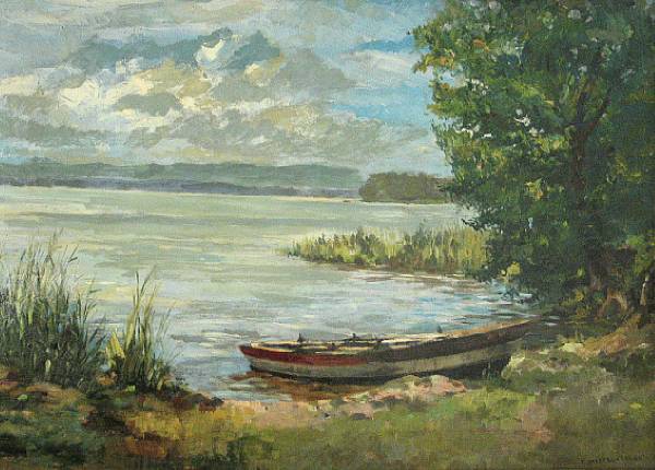 Appraisal: Fritz Halberg-Krauss German - A summer day on Lake Constance