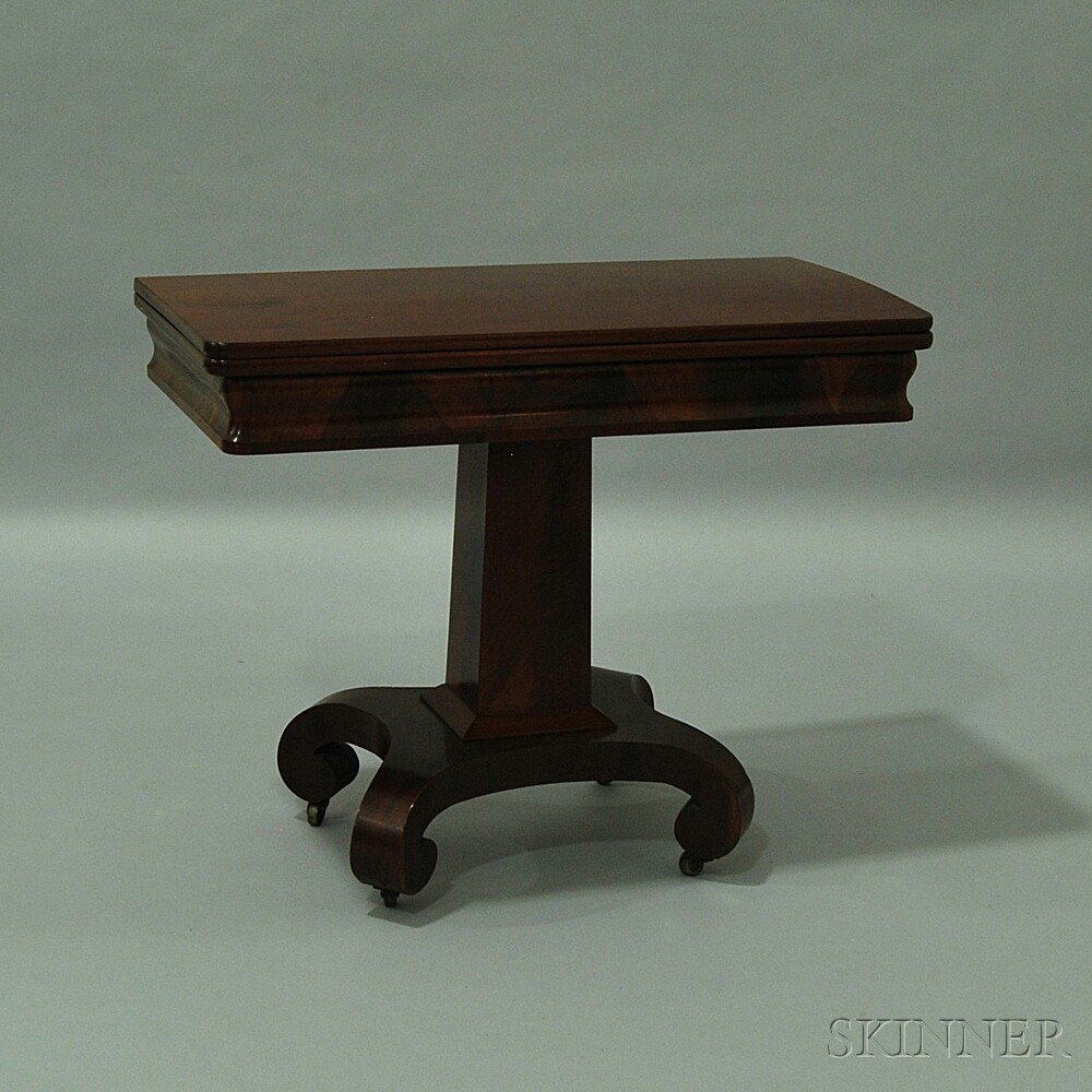 Appraisal: Empire Mahogany Card Table America th century the rectangular top