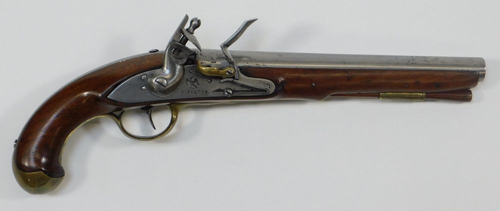 Appraisal: Model Navy Flintlock Pistol United States C - bore walnut