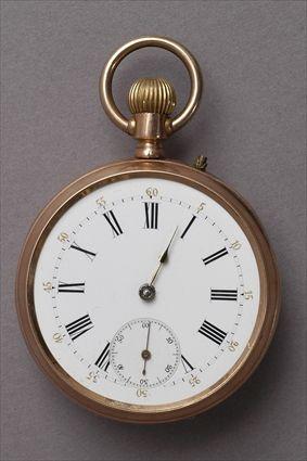 Appraisal: CONTINENTAL GOLD OPEN FACE POCKET WATCH The enamel face with