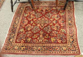 Appraisal: Sarouk Oriental throw rug ' x ' Sarouk Oriental throw