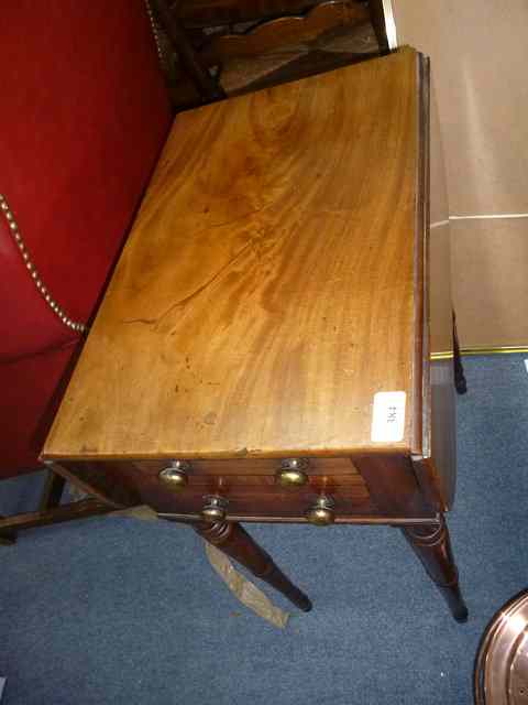 Appraisal: A TH CENTURY MAHOGANY SMALL WORK TABLE with drop leaves