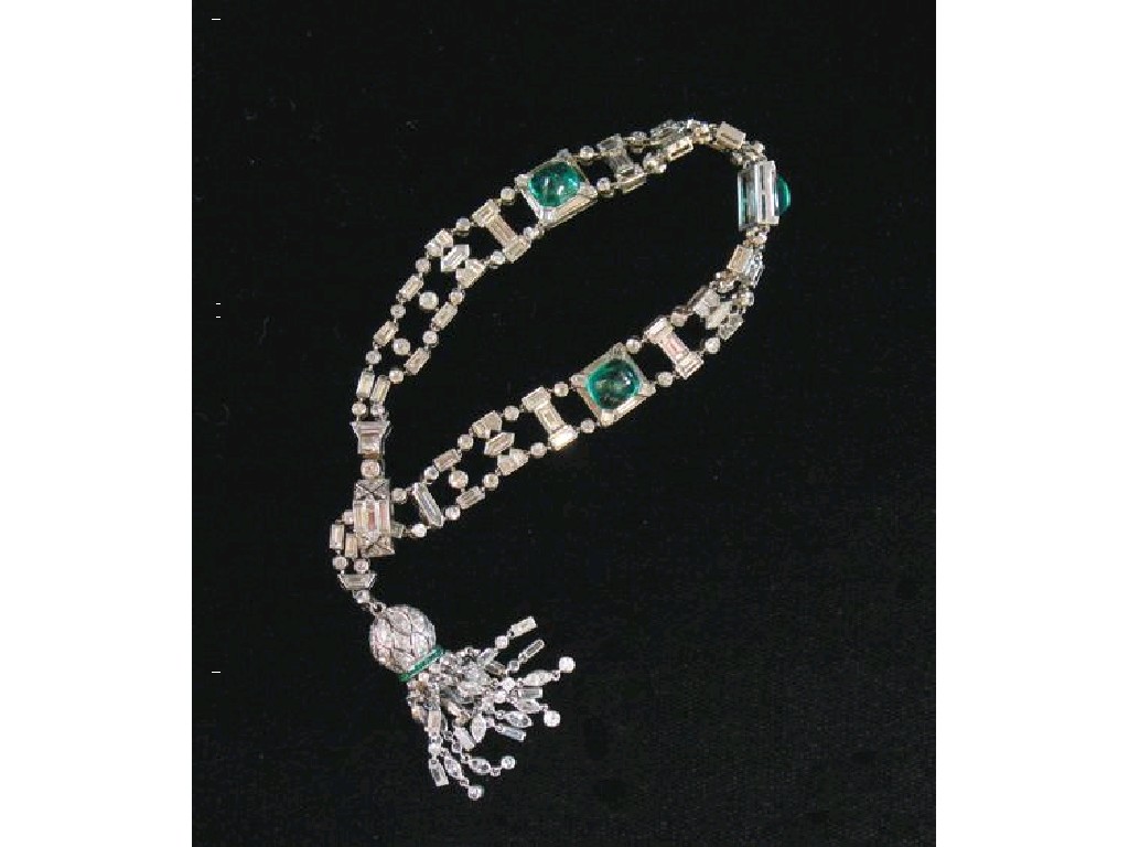 Appraisal: AN ART DECO EMERALD AND DIAMOND BRACELET in the manner