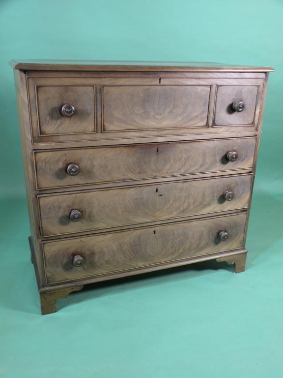 Appraisal: An early Victorian mahogany secretaire chest the cross banded top