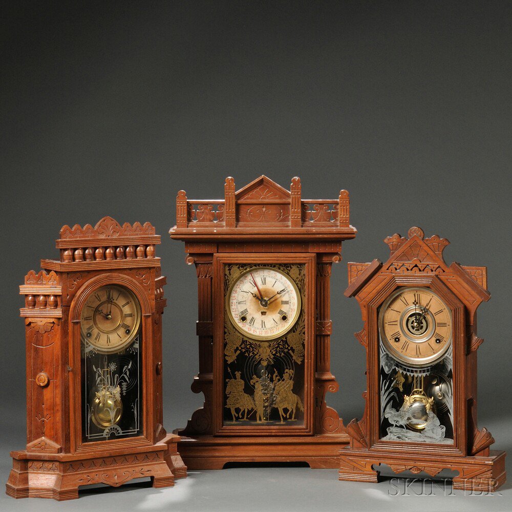 Appraisal: E N Welch Ruddygore and Two Other Walnut Parlor Clocks