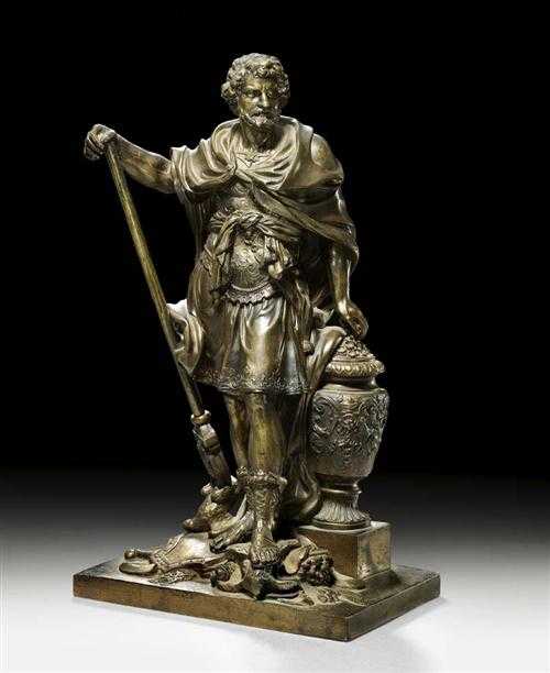 Appraisal: BURNISHED BRONZE SCULPTURE OF SEPTIMIUS SEVERUS after the antique probably