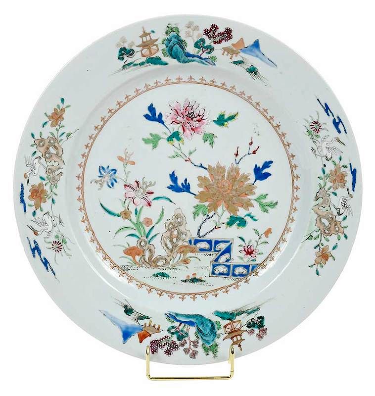 Appraisal: Chinese Export Famille Rose Charger Qing dynasty central enamel floral