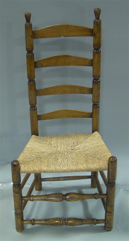 Appraisal: AMERICAN WOODEN LADDERBACK CHAIR WITH RUSH SEAT h w d