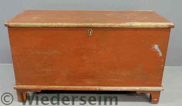 Appraisal: Red paint decorated blanket chest c with traces of original