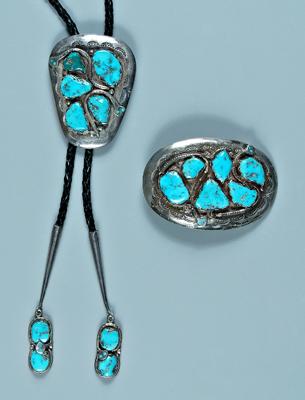 Appraisal: Effie Calavaza Zuni jewelry oval silver belt buckle large turquoise