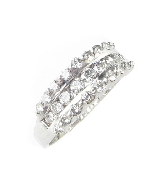 Appraisal: A platinum and diamond ring three rows of round brilliant