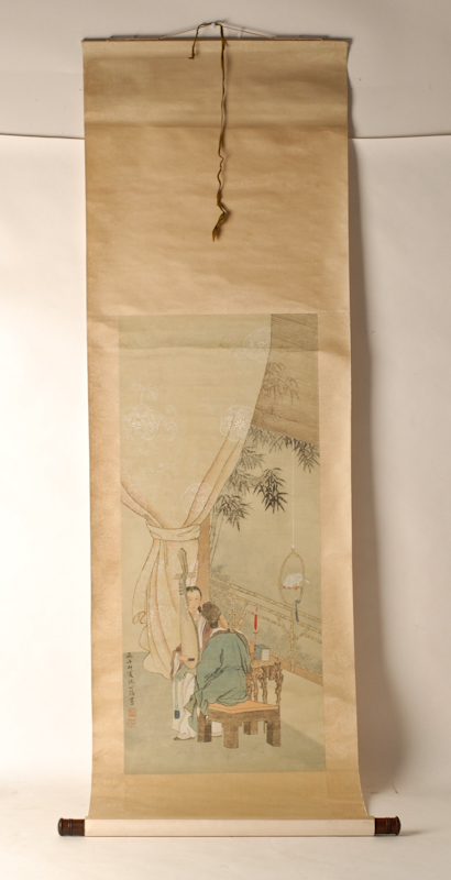 Appraisal: An Early Chinese Scroll of Woman Playing a Stringed Musical