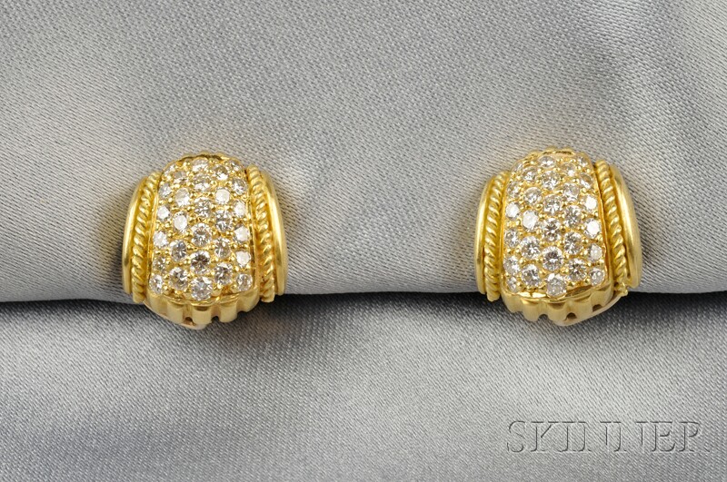 Appraisal: kt Gold and Diamond Earclips Judith Ripka each pave-set with